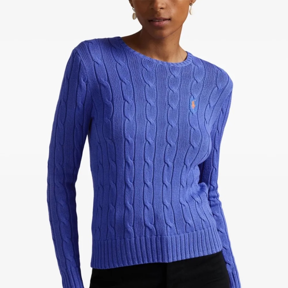 Polo by Ralph Lauren Cable Knit Crewneck Sweater in Periwinkle Blue